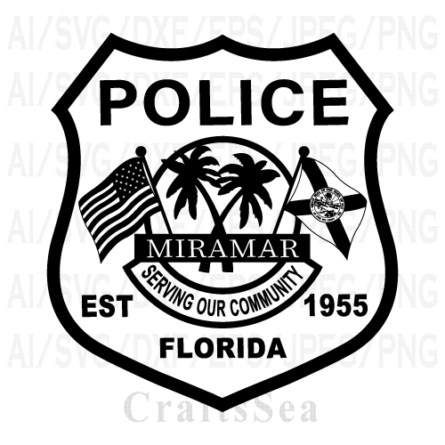 Miramar Florida Police Department Patch SVG Vector for CNC, Laser Engraving, Cricut & Silhouette | DXF PNG AI Digital Download